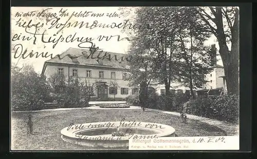 AK Gottsmannsgrün, Rittergut mit Gartenanlage