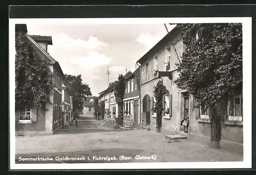 AK Goldkronach i. Fichtelgeb. /Bayr. Ostmark, Strassenpartie mit Geschäften