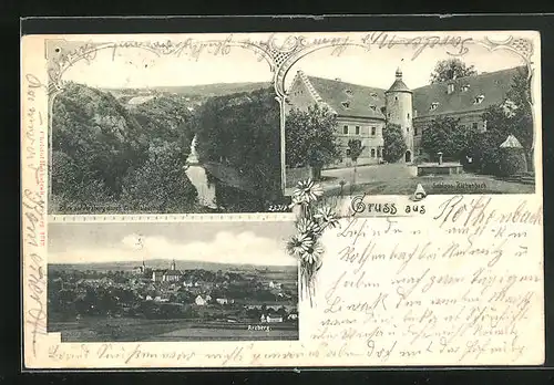 AK Röthenbach / Arzberg, Schloss Röthenbach, Blick auf Arzberg durch das Koslauthal