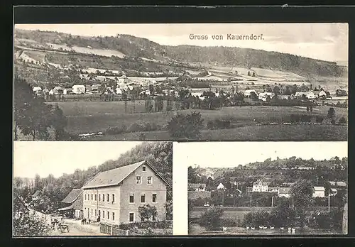 AK Kauerndorf, Gasthaus, Uferpartie, Teilansicht