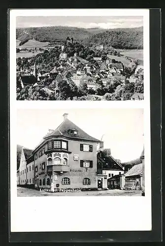 AK Pappenheim, Gasthaus Bräustübl und Brauerei Behrens, Ortsansicht