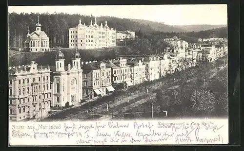 AK Marienbad, Kaiserstrasse und Synagoge