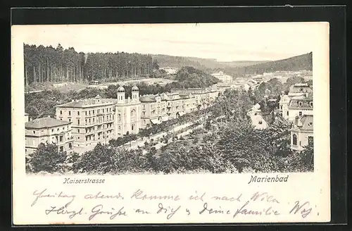 AK Marienbad, Kaiserstrasse und Synagoge