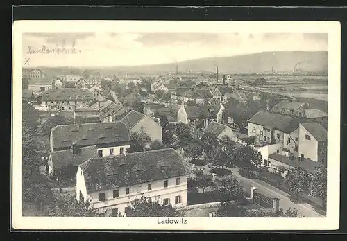 AK Ladowitz, Teilansicht der Stadt aus der Vogelschau