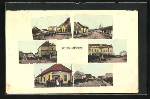 AK Dobromerice, Gasthaus Vydejna, Strassenpartie