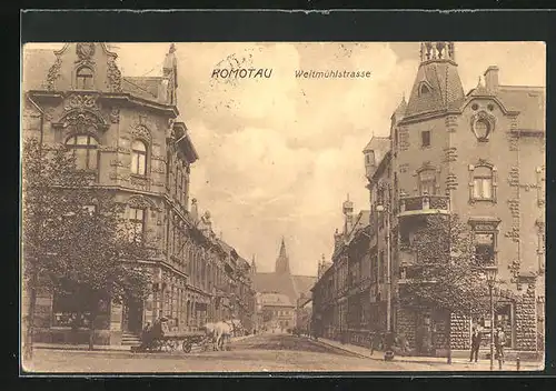 AK Komotau / Chomutov, Prächtige Häuser in der Weitmühlstrasse
