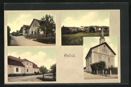 AK Racice, Strassenpartien, Panorama, Gebäudeansicht