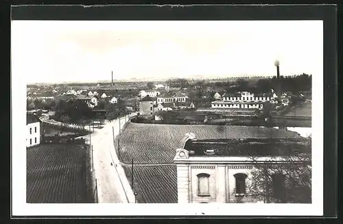 AK Predmerice N. L., Blick über Felder am Stadtrand