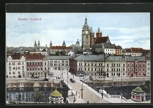 AK Königgrätz / Hradec Kralove, Brücke in die Stadt