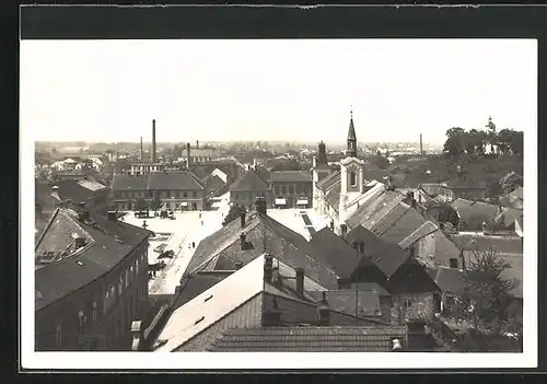 AK Trebechovice, Blick über die Dächer zum Markt