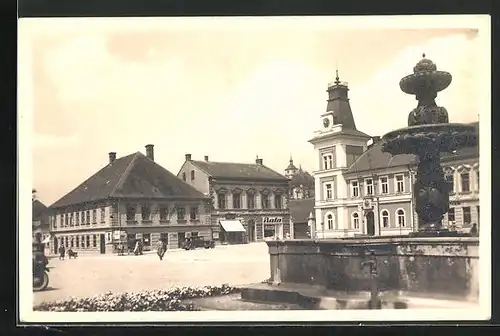 AK Trebechovice, Brunnen am Marktplatz