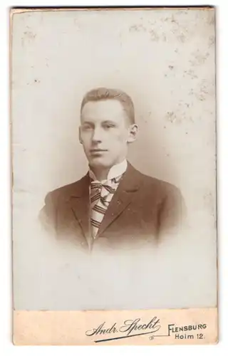 Fotografie Andr. Specht, Flensburg, Holm 12, Junger Mann mit kurzem Haar und Anzug