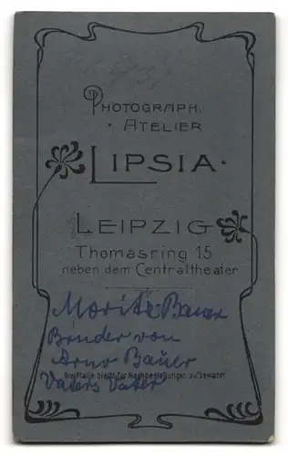 Fotografie Lipsia, Leipzig, Thomasring 15, Moritz Bauer mit Schnurrbart und Anzug