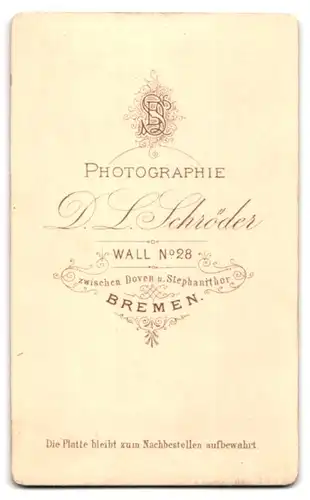 Fotografie D. L. Schröder, Bremen, Wall 28, Portrait bürgerlicher Herr mit Vollbart