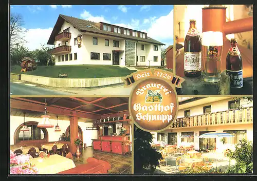 AK Altdrossenfeld /Ofr., Brauerei-Gasthof Schnupp, Innenansicht, Terrasse
