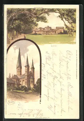 Künstler-AK Carl Biese: Bonn, Schloss, Münster