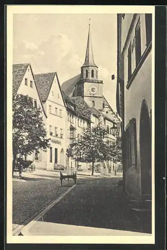 AK Kulmbach, Strassenpartie bei der St. Petrikirche