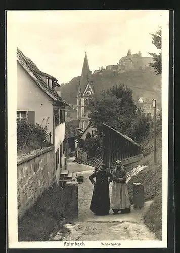 AK Kulmbach, Strassenpartie Rehbergweg, Blick auf Kirche und Schloss