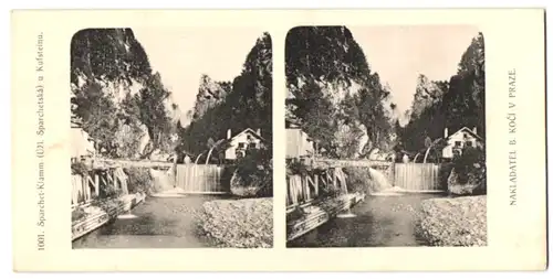 Stereo-Fotografie Lichtdruck Bedrich Koci, Prag, Ansicht Kufstein, Sparchet-Klamm