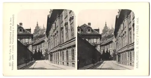 Stereo-Fotografie Lichtdruck Bedrich Koci, Prag, Ansicht Prag - Praha, Valdstynska ulice