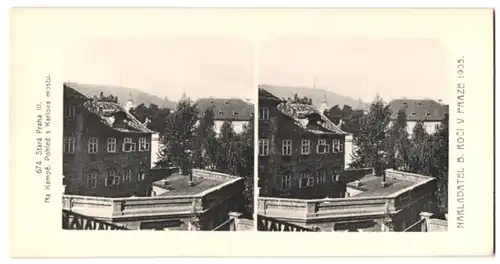 Stereo-Fotografie Lichtdruck Bedrich Koci, Prag, Ansicht Prag - Praha, Na Kampe, Pohled s Karlova mostu