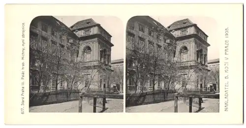 Stereo-Fotografie Lichtdruck Bedrich Koci, Prag, Ansicht Prag - Praha, Palac hrab Michny, nyni zbrojnice