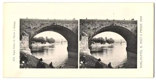 Stereo-Fotografie Lichtdruck Bedrich Koci, Prag, Ansicht Prag - Praha, Partie z Kampy