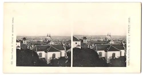 Stereo-Fotografie Lichtdruck Bedrich Koci, Prag, Ansicht Prag - Praha, Pohled se zamecke rampy