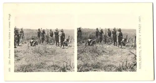 Stereo-Fotografie Lichtdruck Bedrich Koci, Prag, Südamerika Expedition 1907 Jizni Amerika, Pohreb Indiana z kmene Pilaga