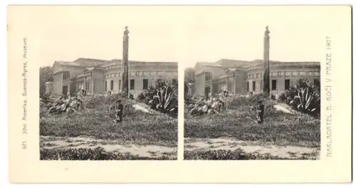 Stereo-Fotografie Lichtdruck Bedrich Koci, Prag, Ansicht Buenos Aires, Südamerika Expedition 1907, Jizni Amerika, Museum