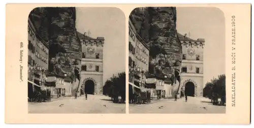 Stereo-Fotografie Lichtdruck Bedrich Koci, Prag, Ansicht Salzburg, Klausentor