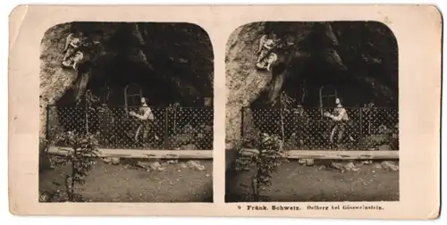 Stereo-Fotografie NPG, Berlin-Steglitz, Ansicht Gössweinstein / Fränkische Schweiz, Oelberg-Höhle mit Jesus Statue