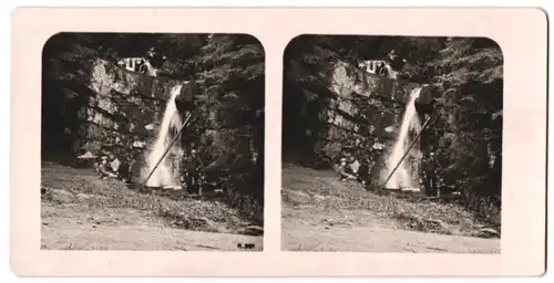 Stereo-Fotografie unbekannter Fotograf, Ansicht Spiegeltal, Wasserfall bei Wildemann