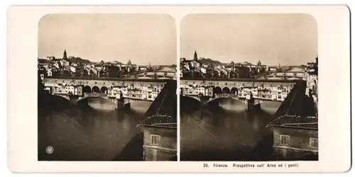 Stereo-Fotografie NPG, Berlin-Steglitz, Ansicht Florenz - Firenze, Prospettiva sull' Arno ed i ponti