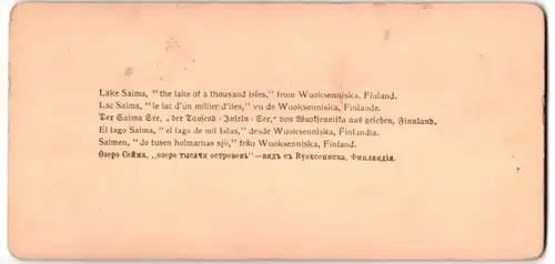 Stereo-Fotografie Underwood & Underwood, New York, Ansicht Vuoksenniska / Finnland, Damen in Tracht am Saima See