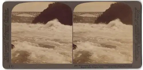 Stereo-Fotografie Underwood & Underwood, New York, Ansicht Niagara Falls / NY, Wildwasser am Whirpool der Niagarafälle