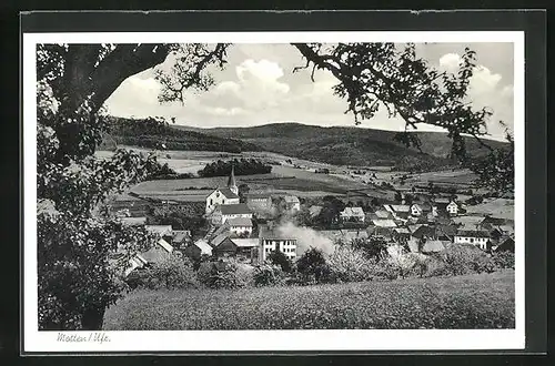 AK Motten /Ufr., Blick über die Stadt, Kirche