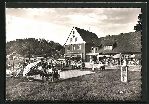 AK Brückenau, Belebtes Gasthaus Waldschenke Pilsterhof