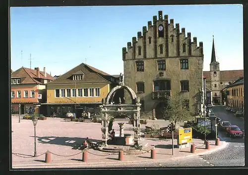 AK Hammelburg, Marktplatz mit Rathaus