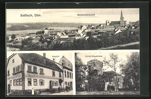 AK Sesslach /Obfr., Gasthof zum Roten Ochsen, Schloss Geyersberg