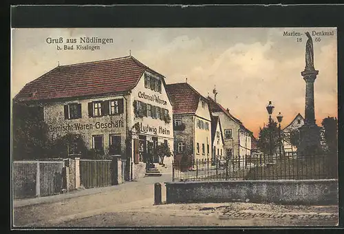 AK Nüdlingen /Bad Kissingen, Gemischwaren-Geschäft am Mariendenkmal 1866