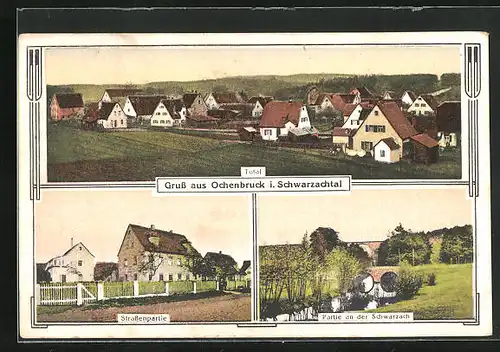 AK Ochenbruck i. Schwarzachtal, Totalansicht, Strassenpartie, Partie an der Schwarzach