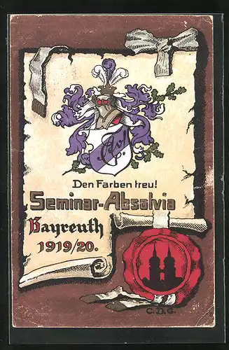 AK Bayreuth, Seminar-Absolvia 1919 /20, Wappen