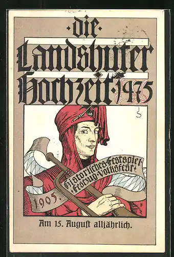 AK Landshut, Festpostkarte zum Festspiel 1905