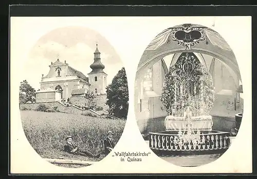 AK Quinau, Wallfahrtskirche, Aussenansicht, Altar