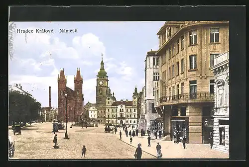 AK Königgrätz / Hradec Kralove, Marktplatz an der Kirche