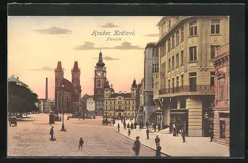 AK Königgrätz / Hradec Kralove, Marktplatz zur Kirche