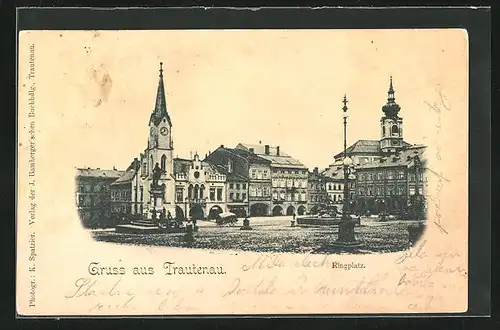 AK Trautenau / Trutnov, Ringplatz mit Rathaus