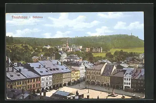 AK Trautenau / Trutnov, Marktplatz aus der Vogelschau