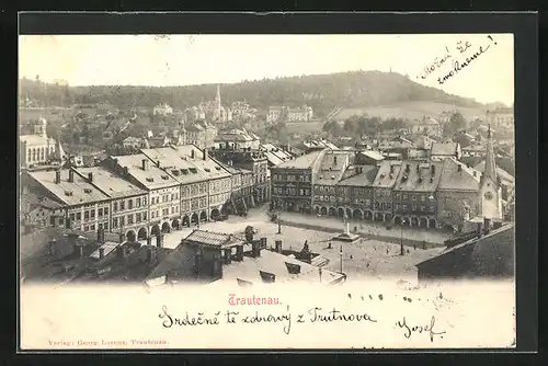AK Trautenau / Trutnov, Blick vom Kirchturm auf den Marktplatz